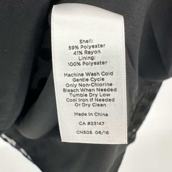 Talbots Blouse Womens X Clip Dot Black Long Sheer Sleeves Lined V-Neck Shirt - Picture 7 of 7